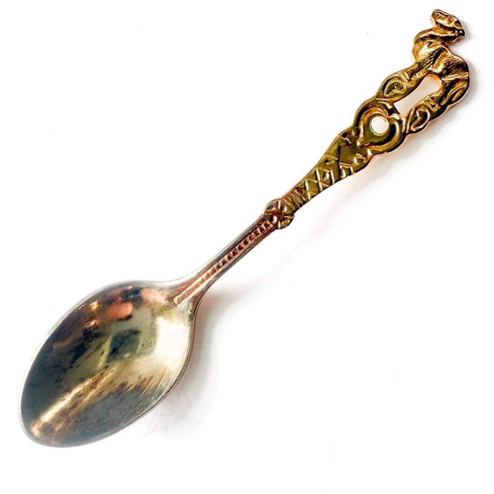 Vintage Japan Souvenir Spoon Gold Tone Camel Handle Figural Mid‎ Century 1950s